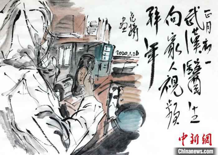 范扬“抗疫”作品 吴爱华 供图 摄  “为奥运喝彩”艺术总顾问范扬创作100多幅“战疫”画作